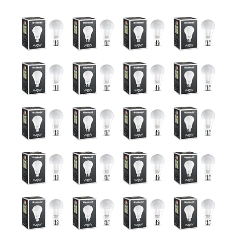 Goldmedal Wow 9W B22 Base LED Bulb – Cool Daylight (6500k) | Energy Efficient | 230 Degree Light Coverage | Surge Protection up to 4KV | Rated Life 15000 Hrs | for Home & Office |Pack of 20