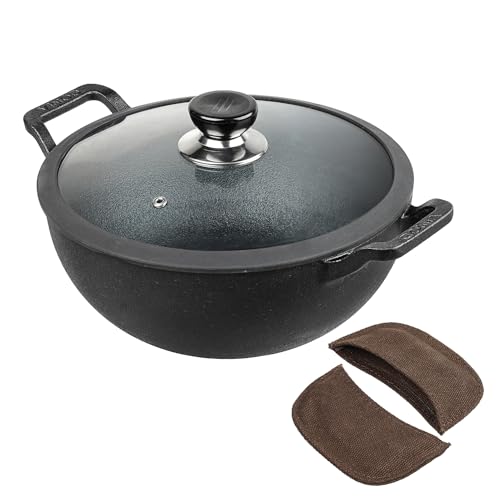 Vinod Legacy Pre-Seasoned Cast Iron Kadai with Lid 4.3 L Capacity (26 cm Diameter) - Induction and Gas Stove Friendly, Black - Image 9