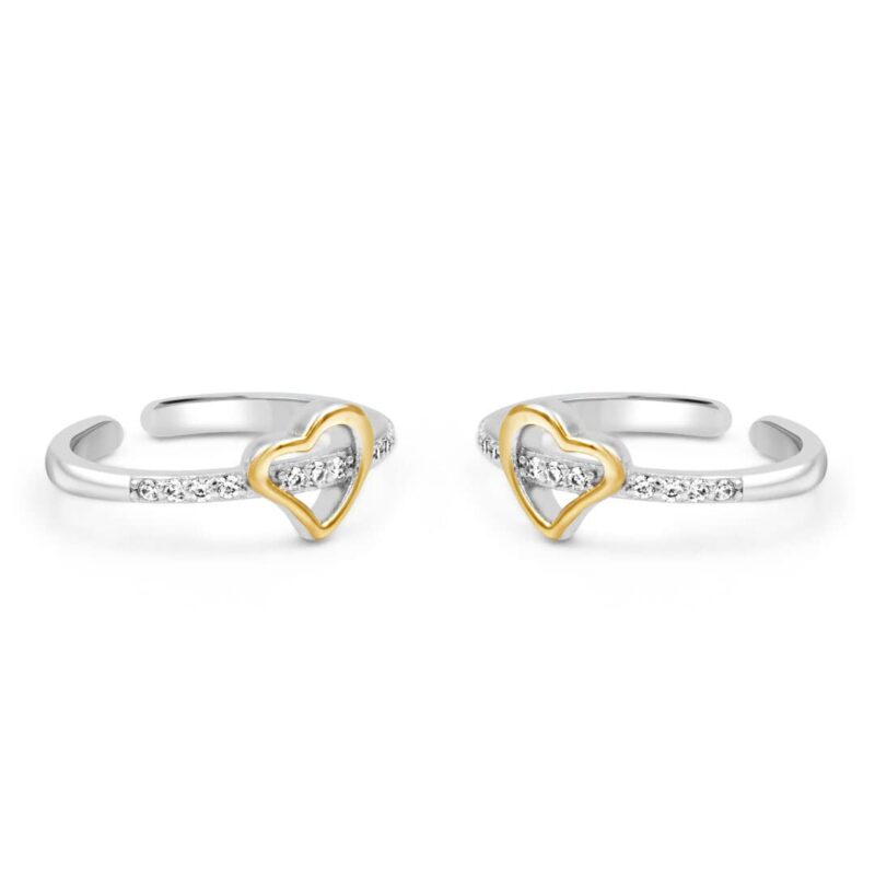 Zarkan 925 Sterling Pure Silver Golden Love Toe Rings, Adjustable | Chandi Bichiya | Gifts For Women & Girls | With Certificate of Authenticity and 925 Stamp - Image 2