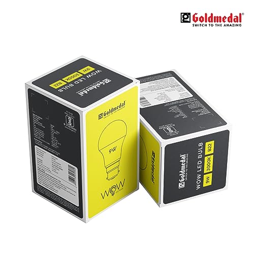 Goldmedal Wow 9W B22 Base LED Bulb – Cool Daylight (6500k) | Energy Efficient | 230 Degree Light Coverage | Surge Protection up to 4KV | Rated Life 15000 Hrs | for Home & Office |Pack of 20 - Image 2