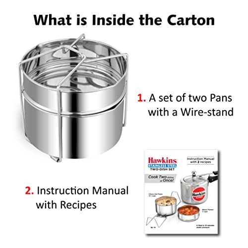 Hawkins Two-Dish Stainless Steel Set, Cooker Separator, Pressure Cooker Pots, Silver (SDS3), 1.275 liters - Image 3