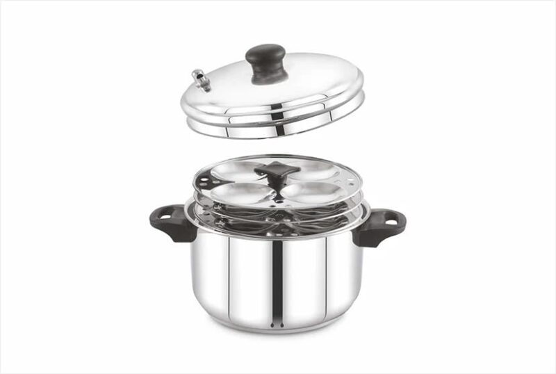 Praylady 3ply base 16 idly cooker with 4 plates - durable, even heating, Stay cool handles, perfect for fluffy idlis/Sandhwich bottom/induction base - Image 2