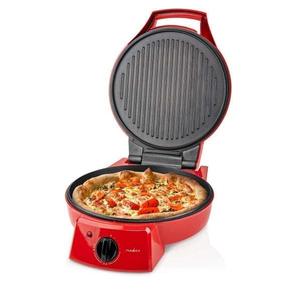 Nedis Pizza, Dosa, Pancake, Roti Maker | 30 cm | 230°C Adjustable temperature control | 1800 W | Non-Stick Coating Toaster, Griller, Tandoor, Barbecue | ABS Aluminium | Red - Image 6