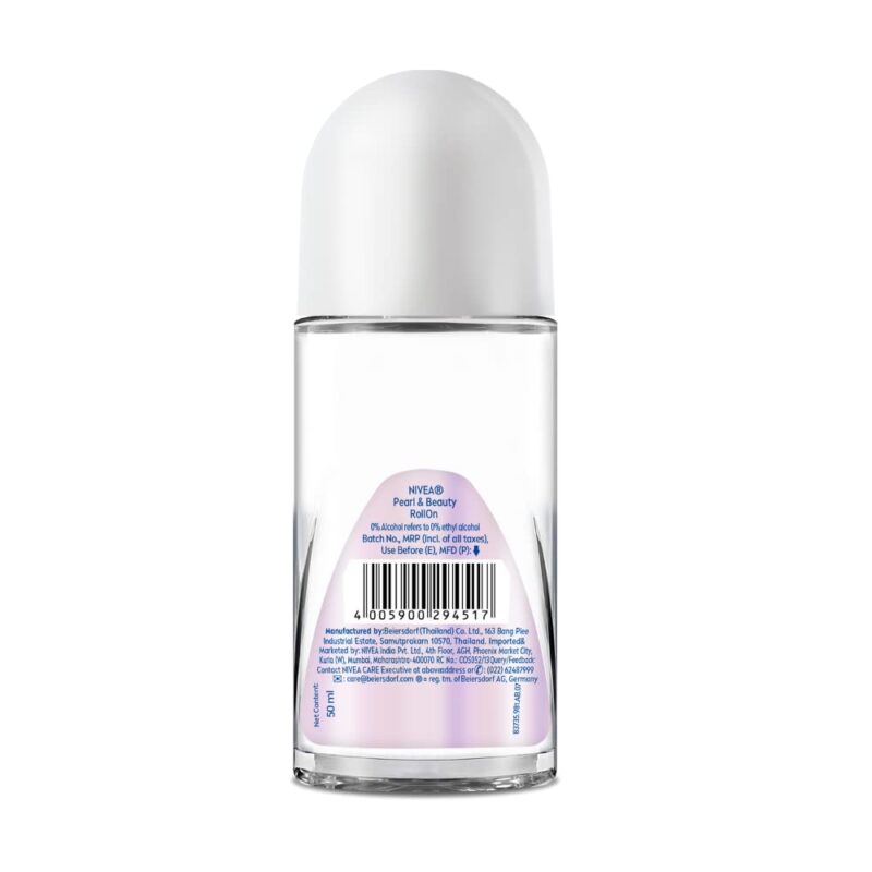 NIVEA Pearl and Beauty 50ml Deo Roll On | With Pearl Extracts & Avocado Oil| 72 H Smooth & Beautiful Underarms | 0% Alcohol | For Women - Image 4