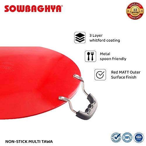 SOWBAGHYA Non Stick Concave Multi Tawa - 3.2mm Thickness (30cm Dia, Black) | Non-Stick Induction Friendly Concave Tawa | for Dosa, Roti, Chapati Tawa | Residue Free - Image 7