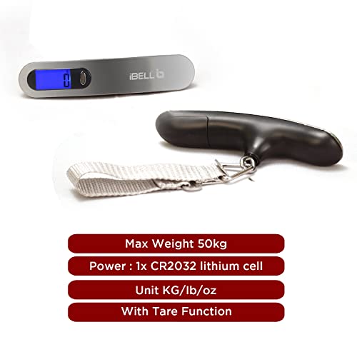 iBELL Premium Stainless Steel Weight Machine For Luggage Weighing Scale, Portable, 50 KG, Hook Type With Digital LED Screen & Tare Function, LS5010M (Silver) - Image 3