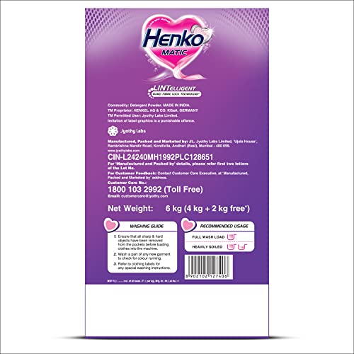 Henko Matic Top Load Detergent Powder 4KG + 2KG | Laundry Detergent Powder For Effectively Removes Tough Stains | Top Load Detergent Powder with Nano Fibre Lock Technology (4KG + 2 KG) - Image 7