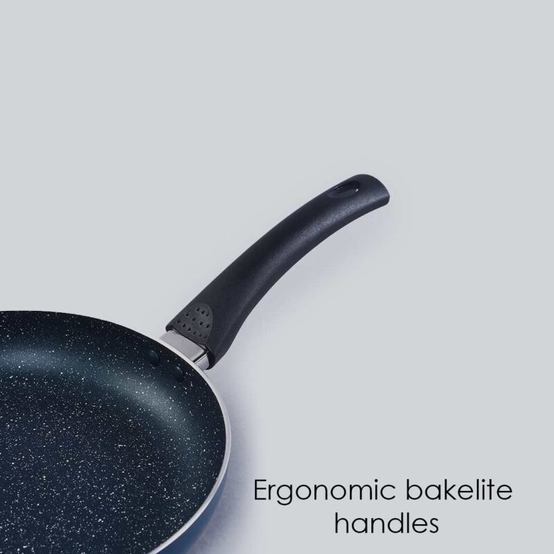 Sigma Non-stick Cookware Set, 4Pc (Kadhai with Lid, Dosa Tawa, Fry Pan), Induction Bottom, Cool Touch Bakelite Handles, Virgin Aluminium, PFOA Free, 2 Years Warranty, Midnight Blue - Image 3