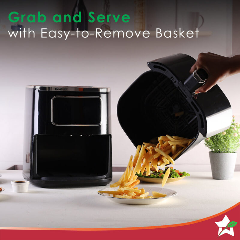Platinum Digital Air Fryer | 5L | Rapid Air Technology | 7 Pre-Set Menu Options | Temperature and Time Control | Digital Interface | Chrome Finish | 1 Year Warranty - Image 3