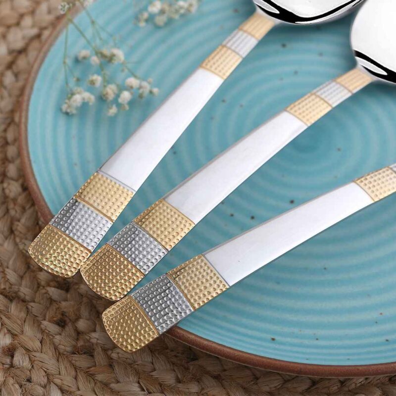 Roma Serving Spoon Set - Gold Plated - Set of 3pcs - Image 3