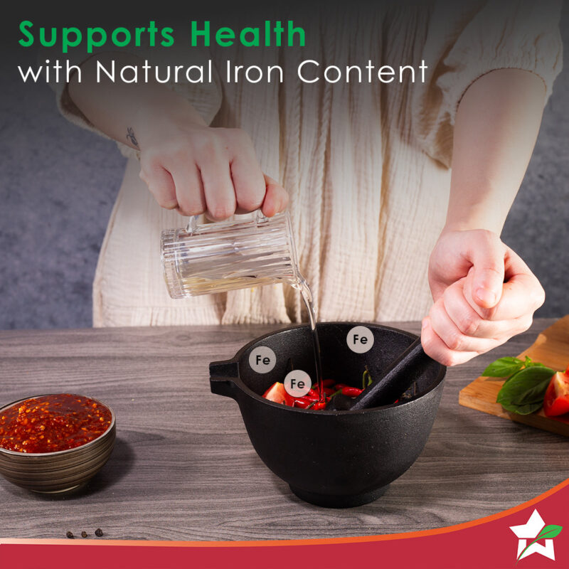 Forza pre-seasoned cast-iron mortar & pestle - Image 3