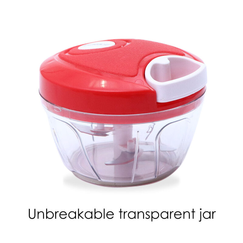 Platinum String Chopper with 3 Sharp Stainless Steel Blade 450 ml, Anti Slip Silicone, Compact, White and Red, 1 Year Warranty - Image 5