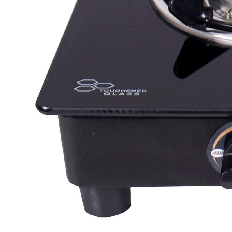 Power 2 Burner Glass Cooktop, Black 6mm Toughened Glass with 1 Year Warranty, Ergonomic Knobs, Tri Pin Brass Burner, Stainless-steel Spill Tray, Manual Ignition - Image 3