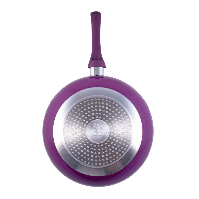 Royal Velvet 24 cm Aluminium Non-stick Wok With Lid, 2.7 L, Purple - Image 3