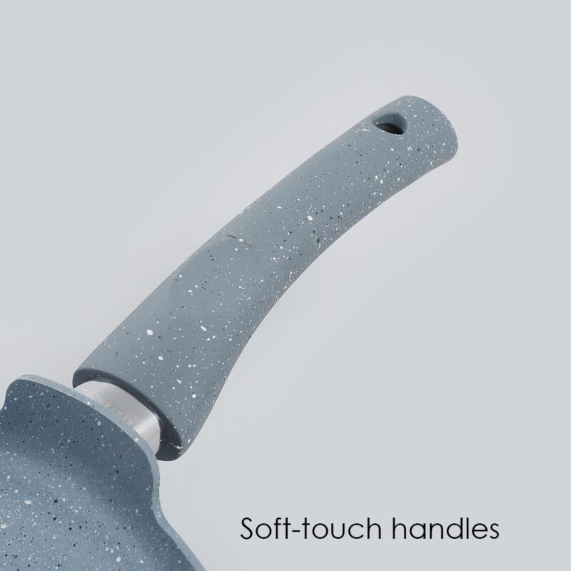 Granite 28cm Non-Stick Dosa Tawa | Induction Bottom | Soft-Touch Handles | Virgin Aluminium | PFOA/Heavy Metals Free | 3.5mm | 2 Year Warranty | Grey - Image 3