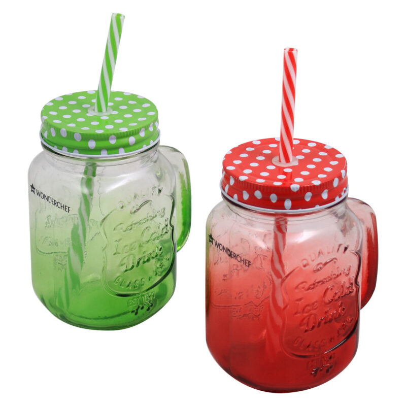 Mason Jar Set 450Ml (Red And Green) - Image 3