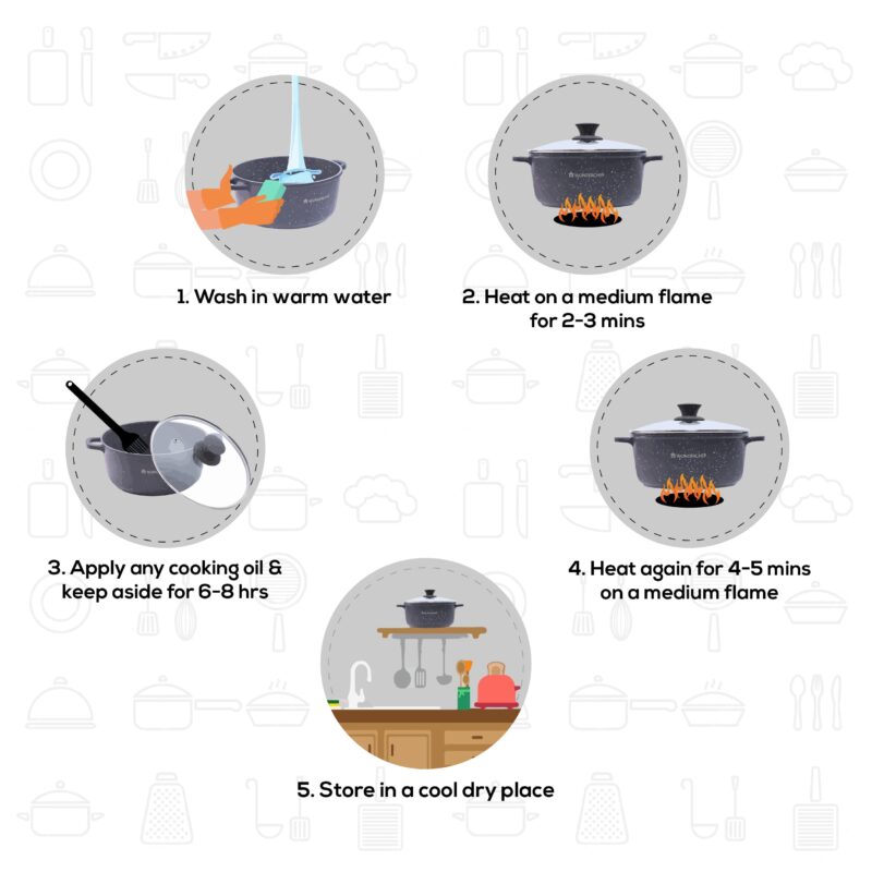Granite Die-Cast Non-stick 6-piece Casserole Set with Lids, Induction bottom, Soft-touch handles, Virgin grade aluminium, PFOA/Heavy metals free, 3.5mm, 2 years warranty, Purple - Image 6