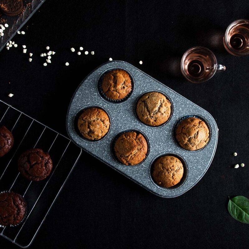Ambrosia 6 Cup Metal Round Muffin Pan, Cupcake Tray, Baking Mould Tray, Non-Stick Bakeware Reusable Tray Pan - Image 4