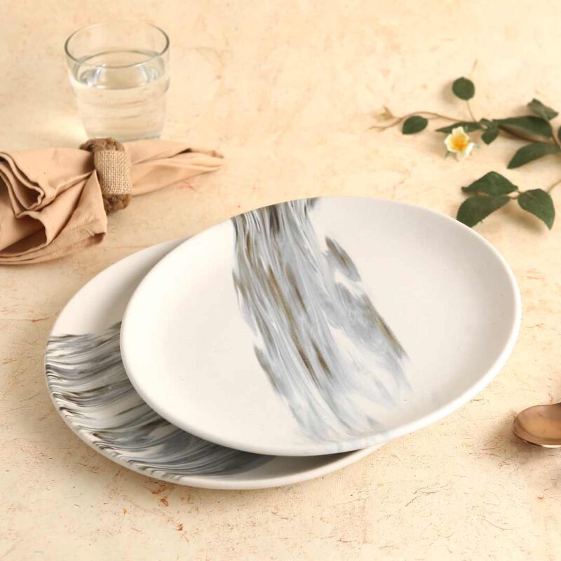 Teramo Stoneware 10" Dinner Plate - Marble White (Set of 2) - Image 3
