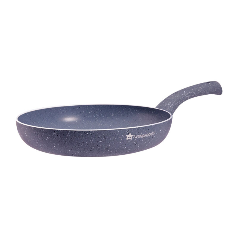 Granite Non-stick Cookware Set, 4Pc (Fry Pan with Lid, Wok, Dosa Tawa), Induction Bottom, Soft-touch Handles, Virgin Grade Aluminium, PFOA/Heavy metals free, 3.5mm, 2 years warranty, Grey - Image 3