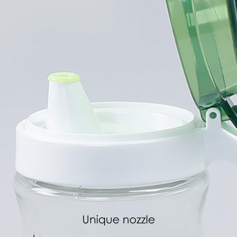 Oil Pourer Glass Bottle for Kitchen, Transparent Oil Pourer and Holder with Green Lid, Accurate Pouring without Wastage, 550ml - Image 3