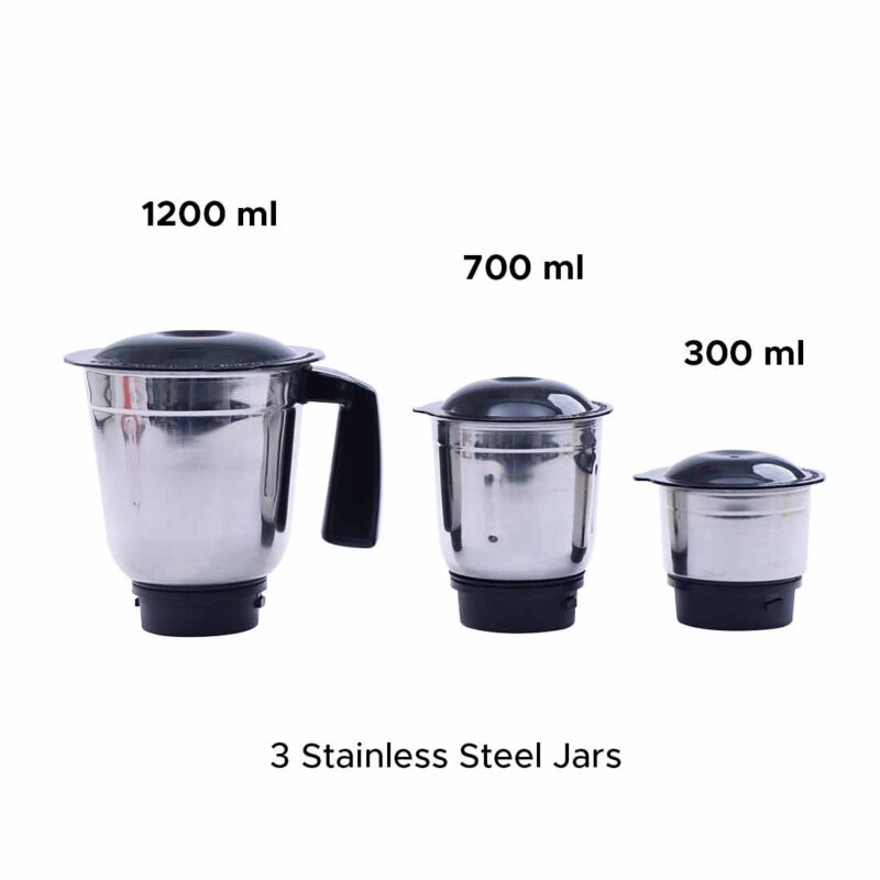 Wonderchef Renewed Capri Mixer Grinder 750W, 3 Stainless Steel Jars, Black & Red, 1 Year Warranty - Image 7