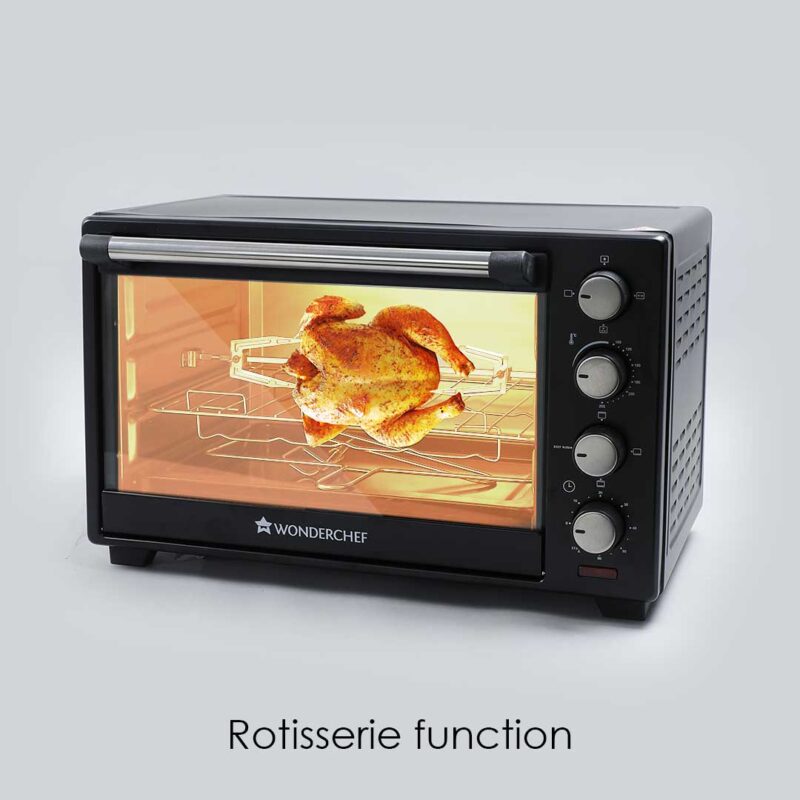 Wonderchef Renewed Oven Toaster Griller (OTG) - 28L | Black with Rotisserie | Auto-shut off | Heat-resistant Tempered Glass | Multi-stage Heat Selection - Image 5