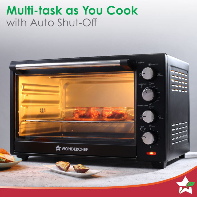 Oven Toaster Griller (OTG) - 60 L | With Rotisserie | Auto-Shut Off | Heat-Resistant Tempered Glass | 6-Stage Heat Selection Bake, Grill, Roast | Easy to Clean | Black | 2 Year Warranty - Image 3
