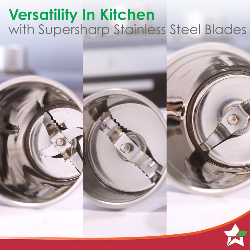 Robo 500 W Mixer Grinder | 3 Stainless Steel Jars for Powerful Blending, Mixing, Grinding | 3-Speed & Pulse Function | Anti-Skid Feet | 5 Years Warranty on Motor | Red & White - Image 3