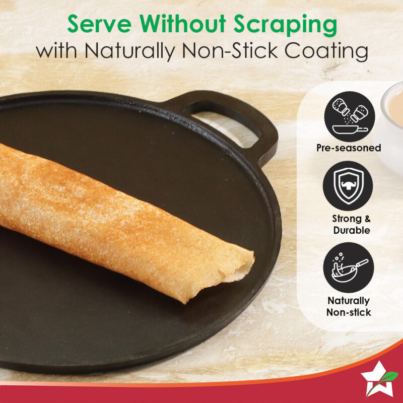 Forza Pre-Seasoned 30 cm Cast-iron Dosa Tawa - Image 4