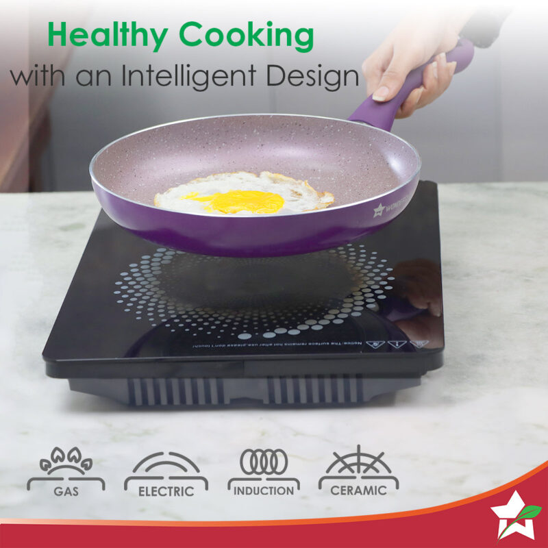 Wonderchef Renewed Royal Velvet 24cm Non-Stick Fry Pan | 24cm | Induction Bottom | Soft-Touch Handle | Virgin Grade Aluminium | PFOA and Heavy Metals Free - Image 3