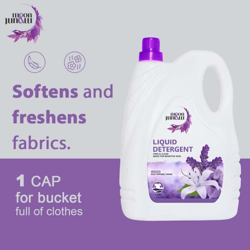 Moon & Mount liquid detergent, top load front load, detergent liquid for washing machine - balanced PH, Non-toxic 5+1L (Lavender) - Image 5