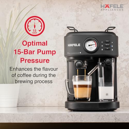Hafele U-Kaffee Plus Coffee Machine, 15-Bar Pump Pressure, Single/ Double Espresso, Cappuccino & Latte,Removable Milk Tank (600 ml), Seamless Frother System, Thermoblock Technology, 1250W - Image 8