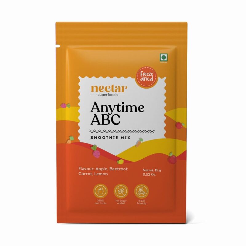 Nectar Superfoods Anytime ABC Smoothie Powder - Added 100% Natural Fruit, Apple, Beetroot, Carrot, Lemon, Original Fruit Test, Healthy Ingredients for Nutritious Smoothies, Vegan and Convenient - (15gm Sachet Pack)