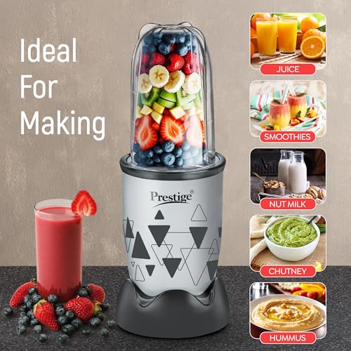Prestige Iris Nutri-Mix 350W Mixer Grinder with 2 Multipurpose Jars|Compact Design|Dual Safety Inter-Lock System|Extra Lids for Storage|Back & Grey - Image 6