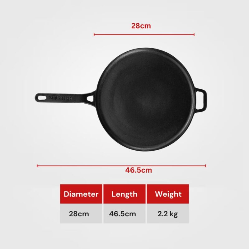 Healux 28cm Pre-Seasoned Cast Iron Dosa Tawa/Uttapam/Roti/Chapati/Obattu/Paratha Tawa | Toxin Free | Naturally Non Stick | Gas Base - Image 4