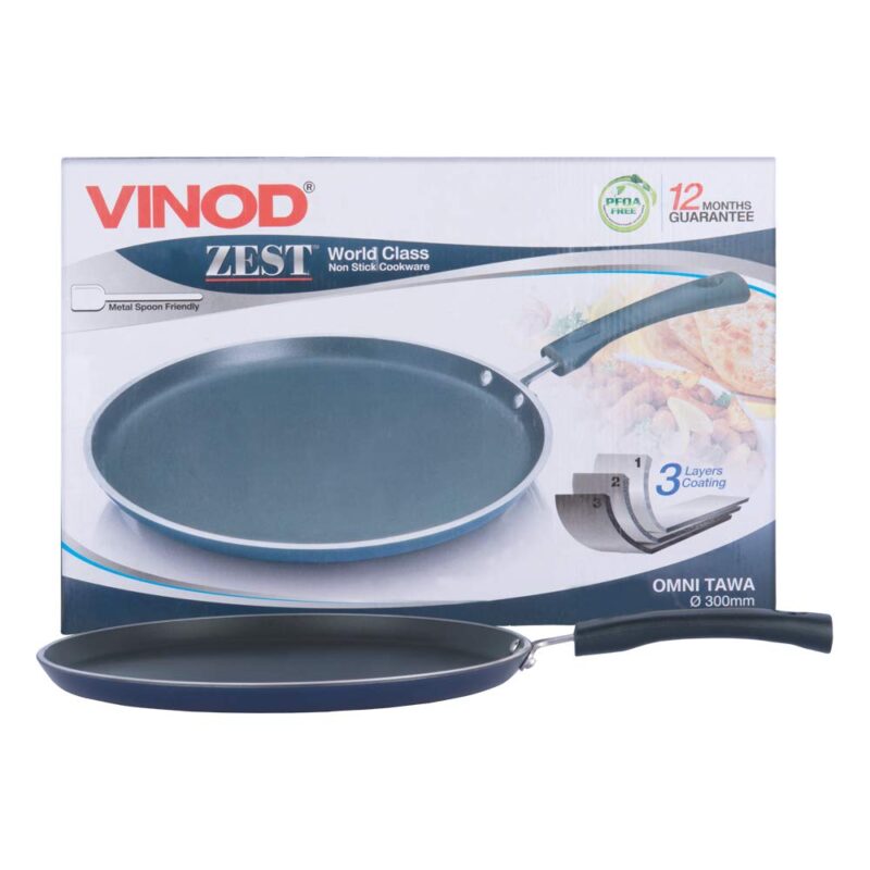 Vinod Zest Aluminium Non Stick Dosa tawa - 32 cm | Flat Bottom Tawa | 5 mm Extra Thick | 3 Layer Ceramic Coating | Metal Spoon Friendly | Gas Base - 2 Year Warranty - Image 2