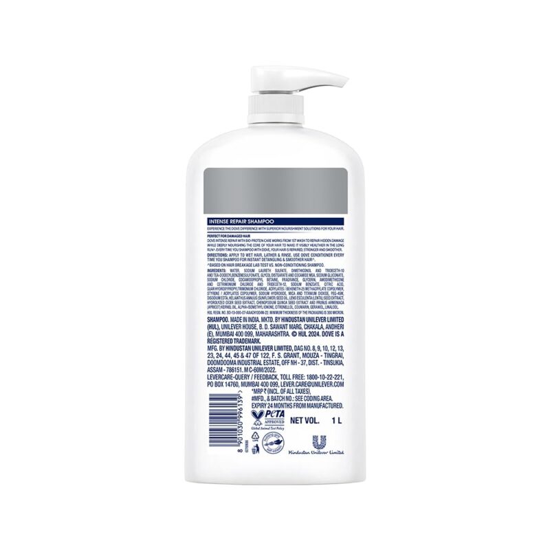 Dove Intense Repair Shampoo For Dry & Damaged Hair, 1 Ltr - Image 6