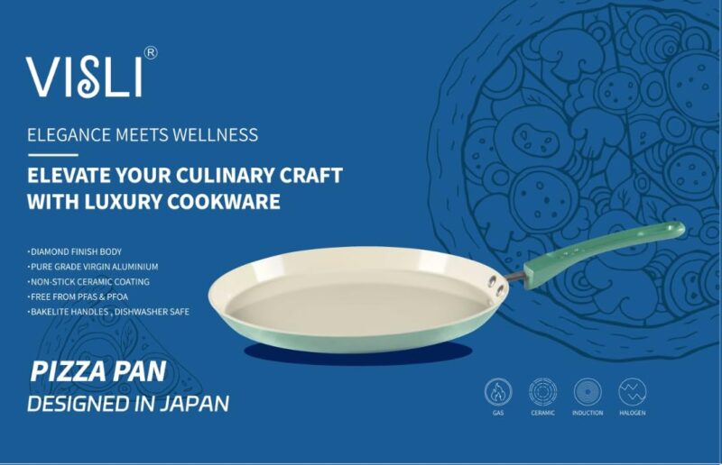 Visli's Non-Stick Pizza Pan/Dosa Tawa, Ceramic Coated Aluminium Cookware - 26 CM, Free from PFAS & PFOA - Image 4