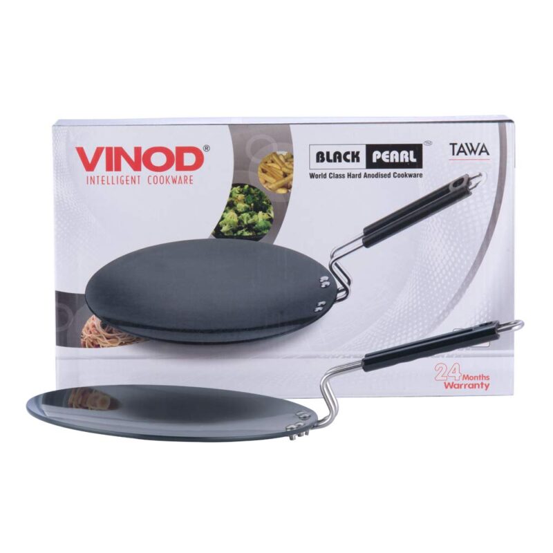 Vinod Black Pearl Hard Anodised Tawa - 30 cm | 5.25mm Thickness | Metal Spoon Friendly | Riveted Sturdy Handle | Long Lasting Roti, Paratha Tawa | 2 Year Warranty | Toxin Free - Image 2