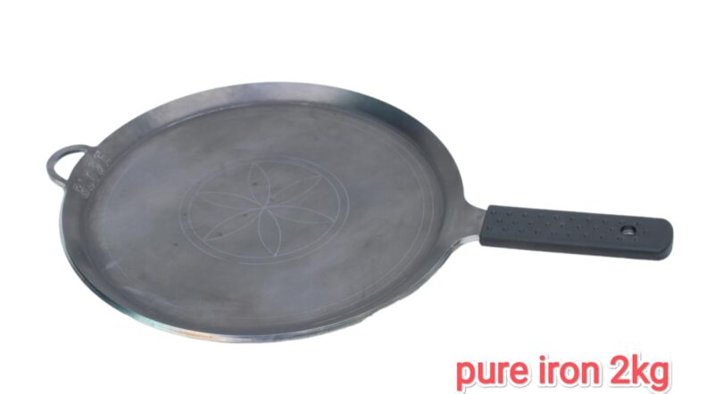 MYNAKSHA Iron Nonstick Crepe Pan/10inch Skillet Pan/Dosa Tawa Tortilla Pan/Induction Griddle Comal Pancake Pan - Image 3