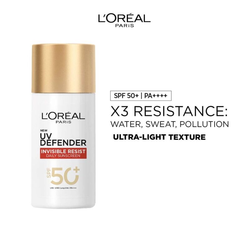 L’Oreal Paris Uv Defender Invisible Resist Daily Sunscreen Spf50+ Pa++++ 50Ml | Lightweight, Waterproof, Sweatproof & Protects From Pollution & Dust - Image 9