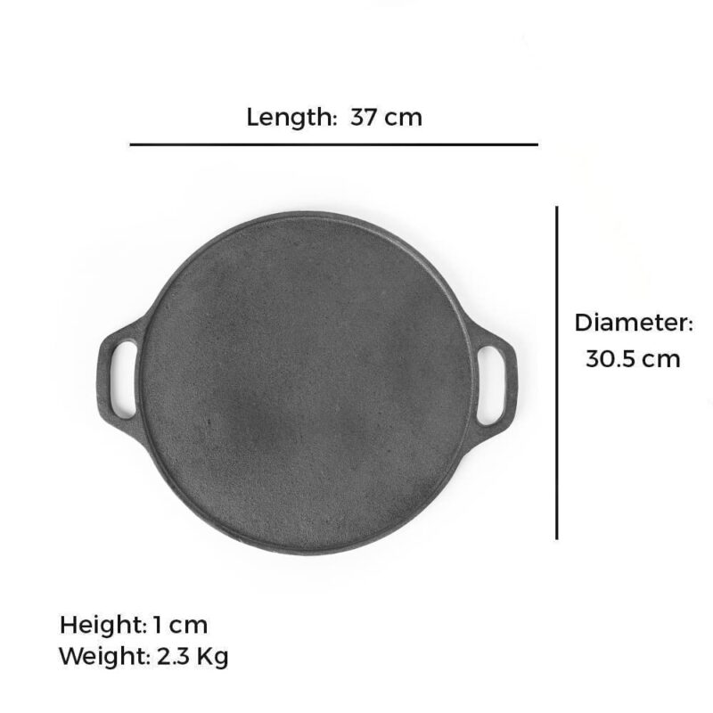 The Indus Valley Pre-Seasoned Cast Iron Tawa for Dosa/Chapathi | 30.2cm/11.8 inch, 2.4kg | Induction Friendly | Nonstick, Pre-Seasoned Tawa, 100% Pure & Toxin-Free, No Chemical Coating, Black - Image 9