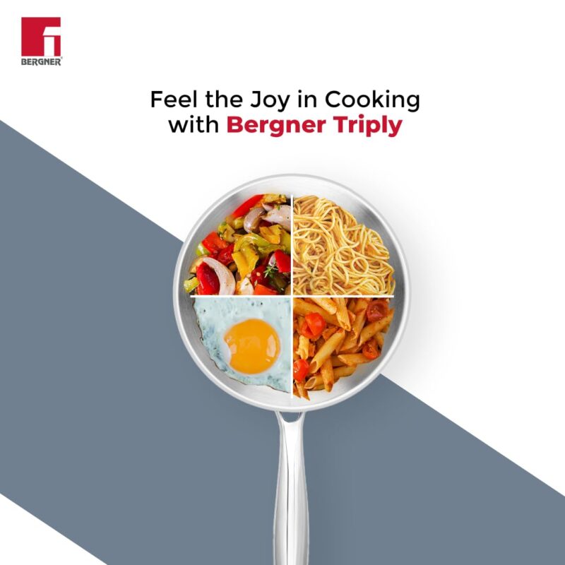 BERGNER Argent TriPly 20 cm Frypan/Steel Pan, Scratch Resistant, for Spice Tempering/Seasoning, Stay Cool Long Handle, Mirror Finish, Induction Ready, 5-Year Warranty by Bergner - Image 11