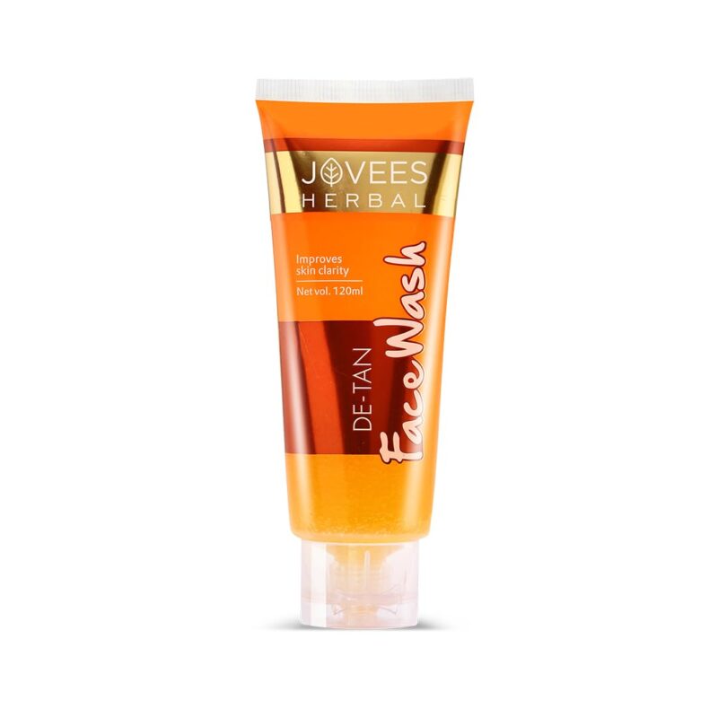Jovees Herbal Detan Facewash For Glowing and Clear Skin With Liquorice & bearberry Ext. | Gentle Cleanser For Brighten, Even Tone and Hydrates Skin | Suitable for All Skin Types - 120ml