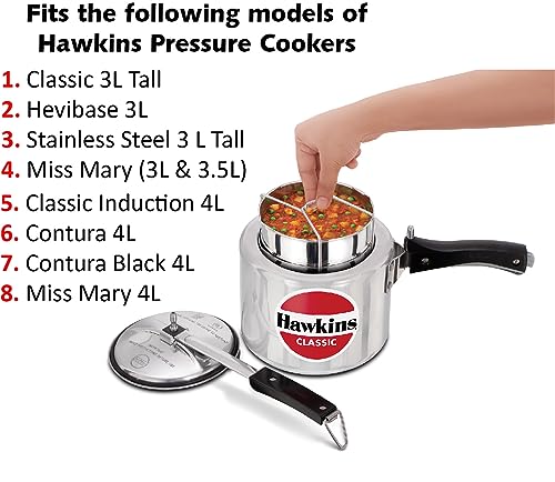 Hawkins Two-Dish Stainless Steel Set, Cooker Separator, Pressure Cooker Pots, Silver (SDS3), 1.275 liters - Image 2