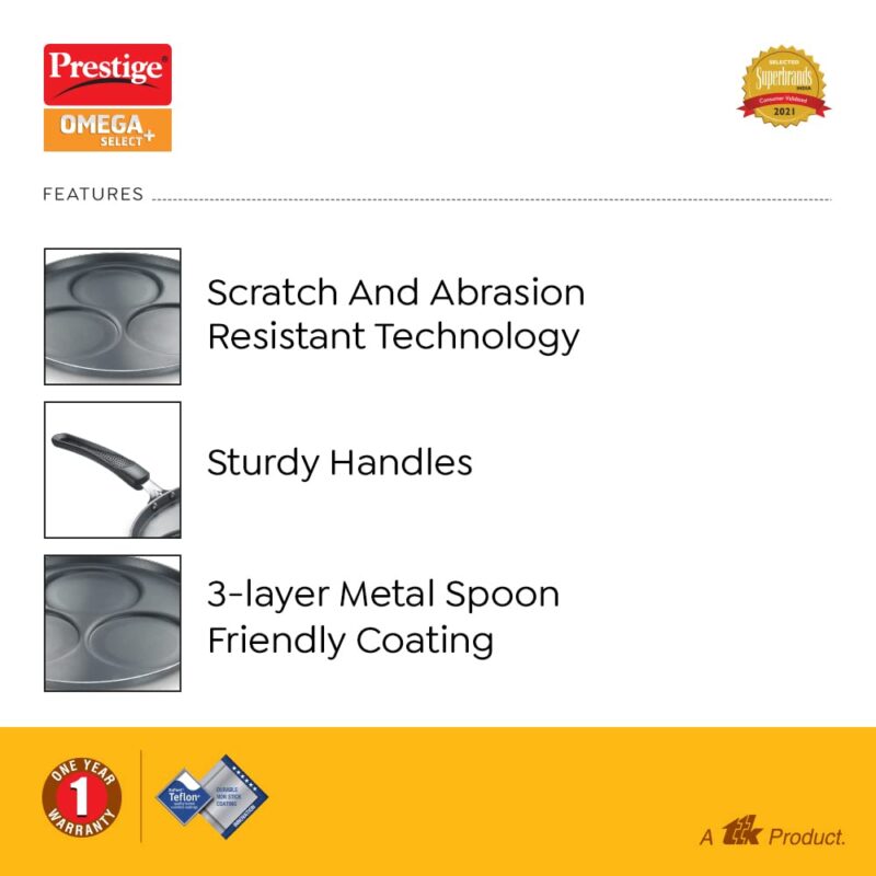 Prestige Omega Select Plus Set Dosa Tawa|Scratch & Abraison Resistant|3 Layers Metal Spoon Friendly Coating|Sturdy Handle|1 Year Warranty - Image 7