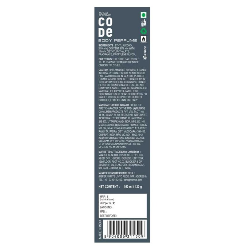 4x Wild Stone CODE Platinum Body Perfume for Men, 150ml each - Pack of 4 - Image 2