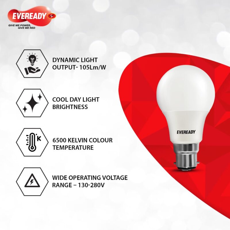Eveready 9W LED Light Bulb| Cool Day Light (6500K) |Pack of 2|Energy Efficient| 4kv Surge Protection |100 Lumens per watt, B22 - Image 6
