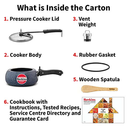 Hawkins 2 Litre Ceramic Nonstick Pressure Cooker, Induction Inner Lid Cooker, Granite Contura shaped Cooker, Best Cooker, Blue (ICC20) - Image 2